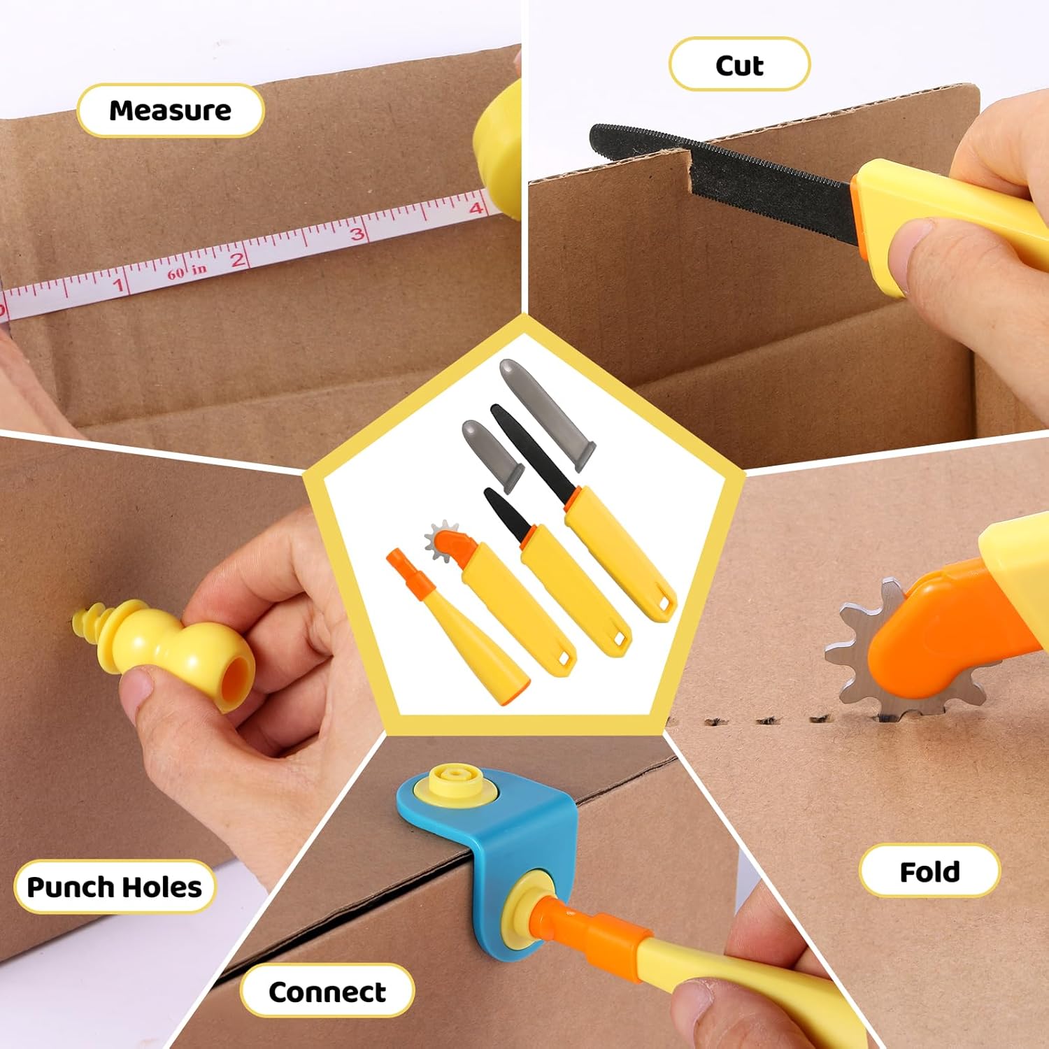 FIIOEOY Cardboard Construction Kit, 138 PCS Cardboard Cutting Tools for Kids, STEM Reusable Tool for DIY Creativity Projects Educational Toy Birthday Gift for Boys Girls Age 6+