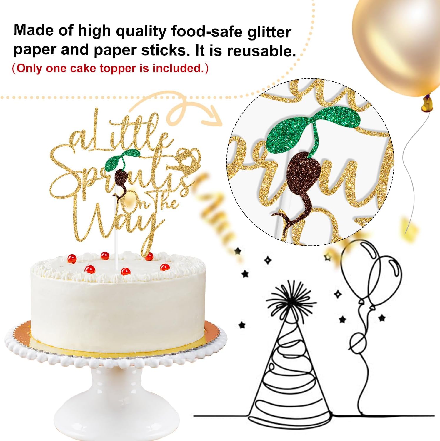 A Little Sprout is on the Way Cake Topper, Sprout Theme Baby Shower, Little Sprout, Welcome Sweet Baby, Baby Shower/Gender Reveal/Baby 1st Birthday Party Decorations image 5