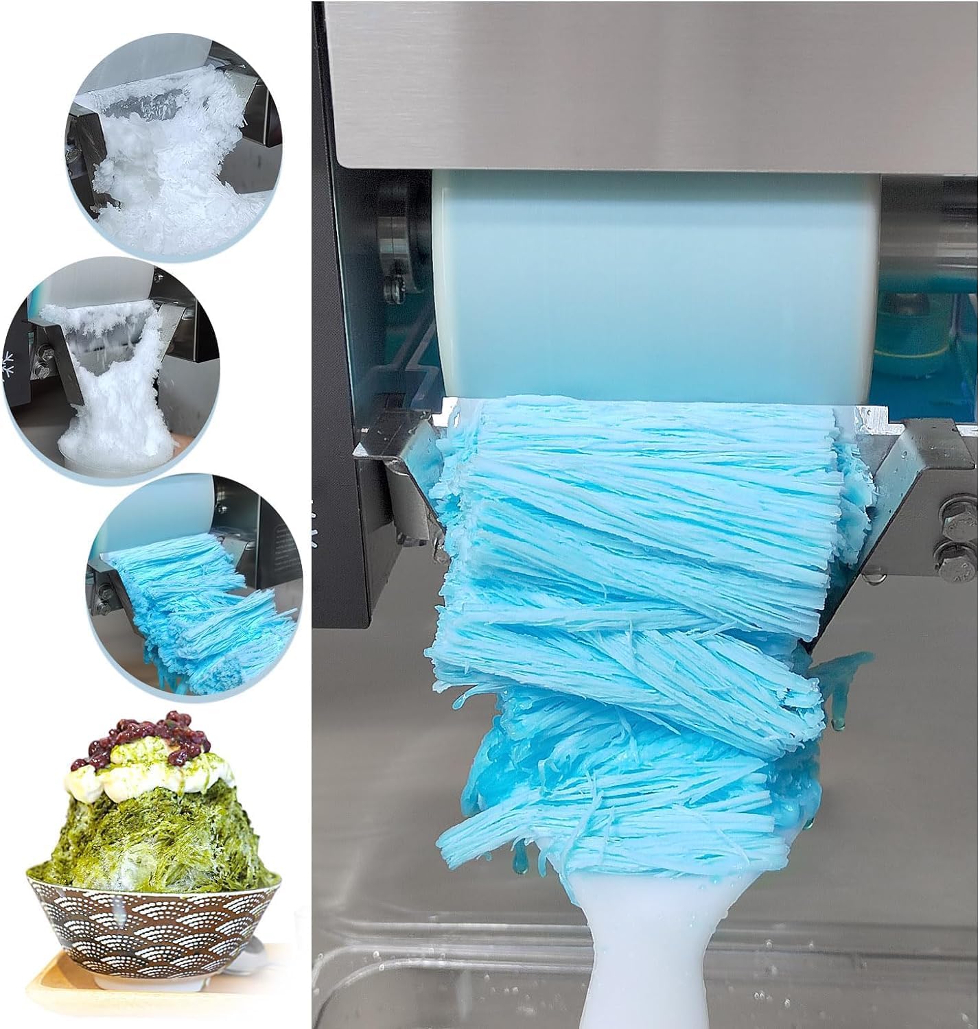 Kolice Automatically Electric Ice Shaving Machine, 407lbs/day Snow Flake Maker, Snow Flake Ice Shaver Machine, Air Cooling with Rotating base for Commercial, Household Use