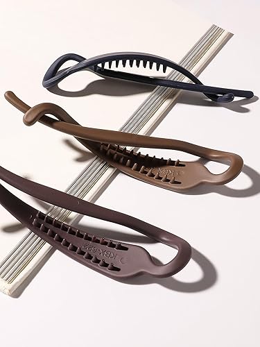 Miniatura 3 de Pinzas de pelo de plátano para mujer, 3 pinzas mate para peinados gruesos y finos, medianos, duraderos, sin arrugas, ecológicos, estilo retro de los