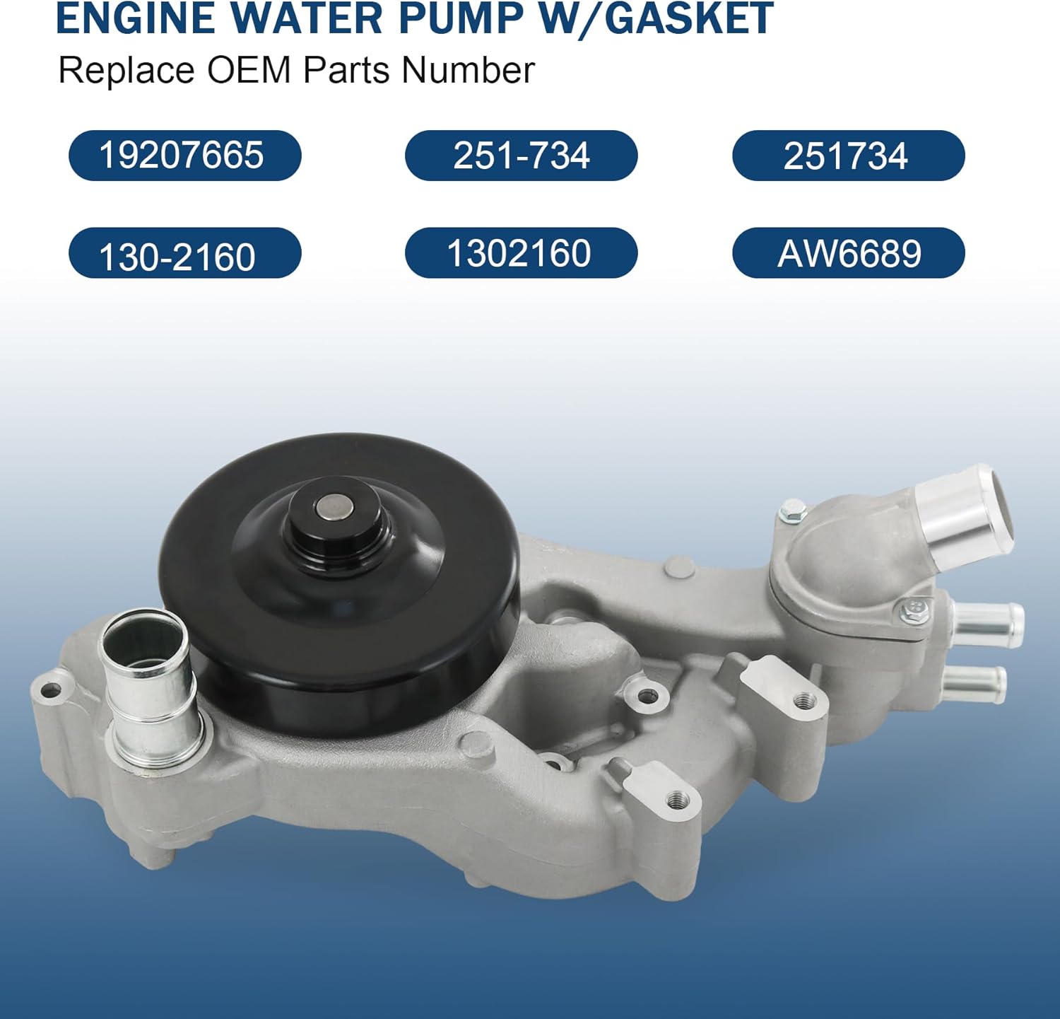 AW6689 Engine Water Pump with Gasket 251-734 Replacement For Chevy Camaro SS 1SS 2SS V8 6.2L 2010-2015 Naturally Aspirated Replace 19207665 130-2160 251734 1302160
