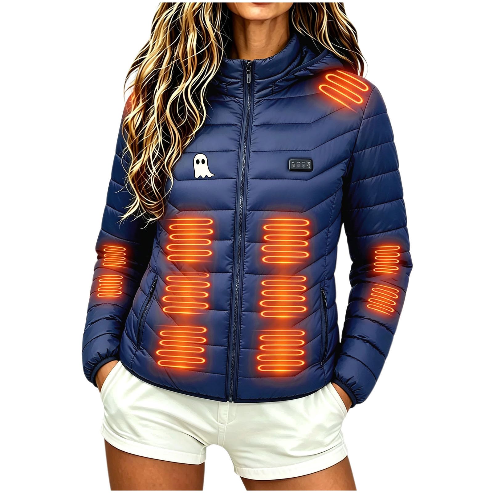 Chaqueta Calefactable Mujer,21 Zonas de Calor y 4 Controles Independientes
