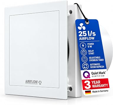 Airflow QT100T Extractor Fan with Timer, 25 l/s, 100mm Duct [Energy Class A++]