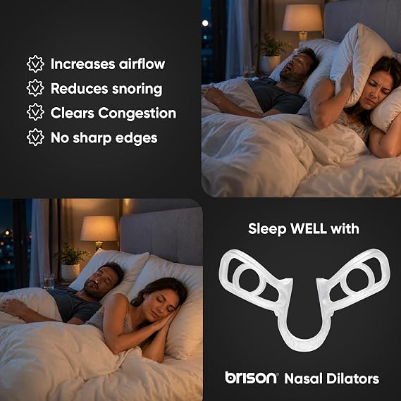 Brison Nasal Dilators for Snoring & Better Sleep, Nostril Opener 3-Pack