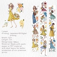 Vista 9 de WT Cinta Washi Carefree, Diseños Originales, Figuras de Personajes Niñas Decorativas, Manualidades, Suministros para Planificador Bujo, Cinta
