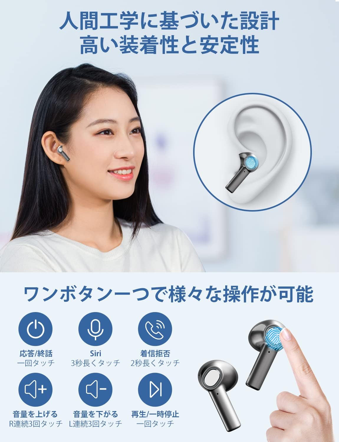 Amazon Co Jp 22業界登場新規設計 Bluetooth イヤホン ワイヤレスイヤホン Bluetooth 5 1 自動ペアリング 瞬時接続 タッチ操作 Ledディスプレイ残量表示 イヤホン自体6時間再生 合計24時間再生 Typec充電 小型 軽量 快適な装着感 左右分離型 音量調整 ハンズフリー