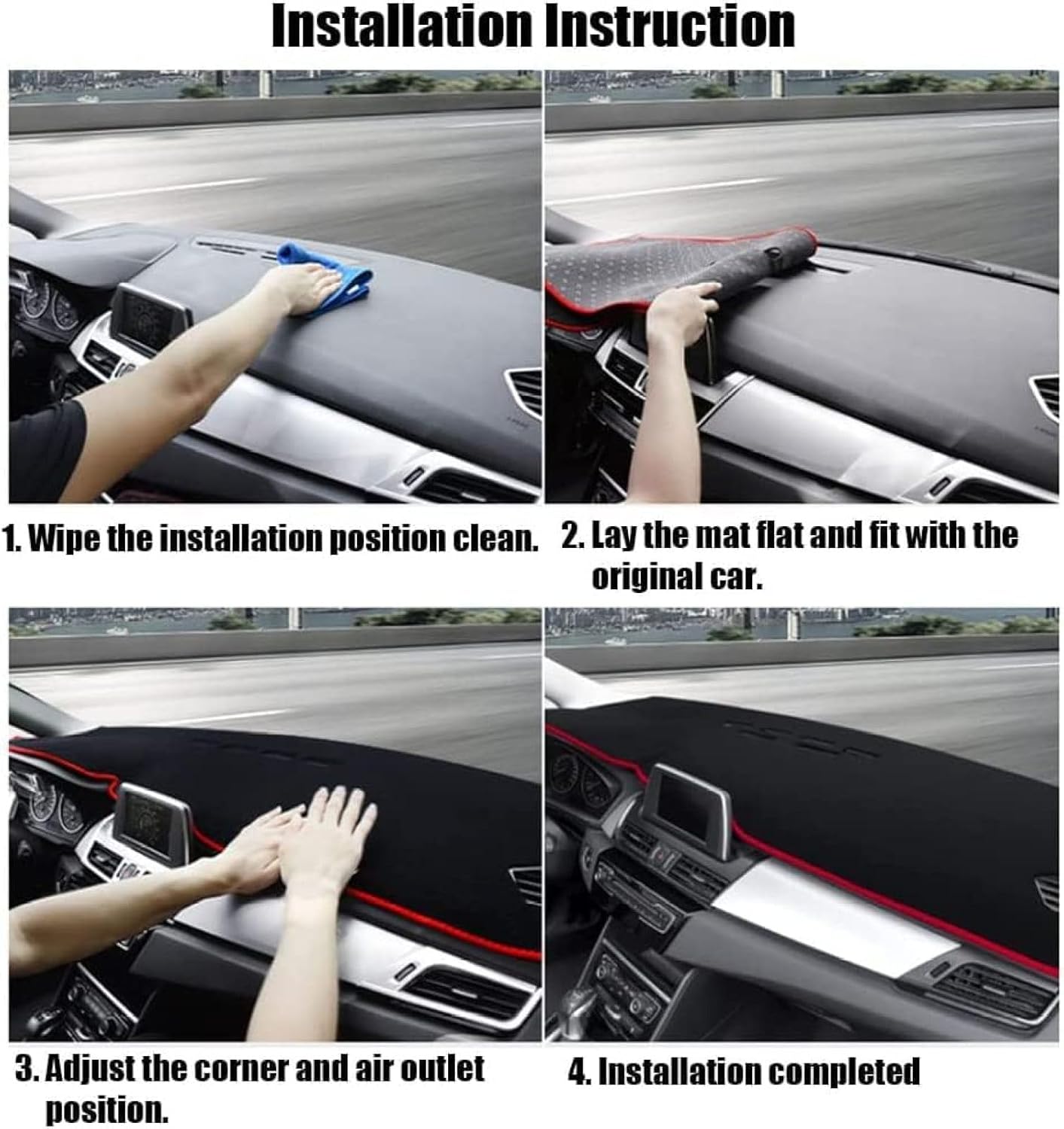 BIVVI Car Dashboard Cover Mat,for Ford Kuga 2 MK2 Escape 2013 2014 2015 2016 2017 2018 2019 Anti-Slip Mat Dashboard Cover Pad Interior Accessories