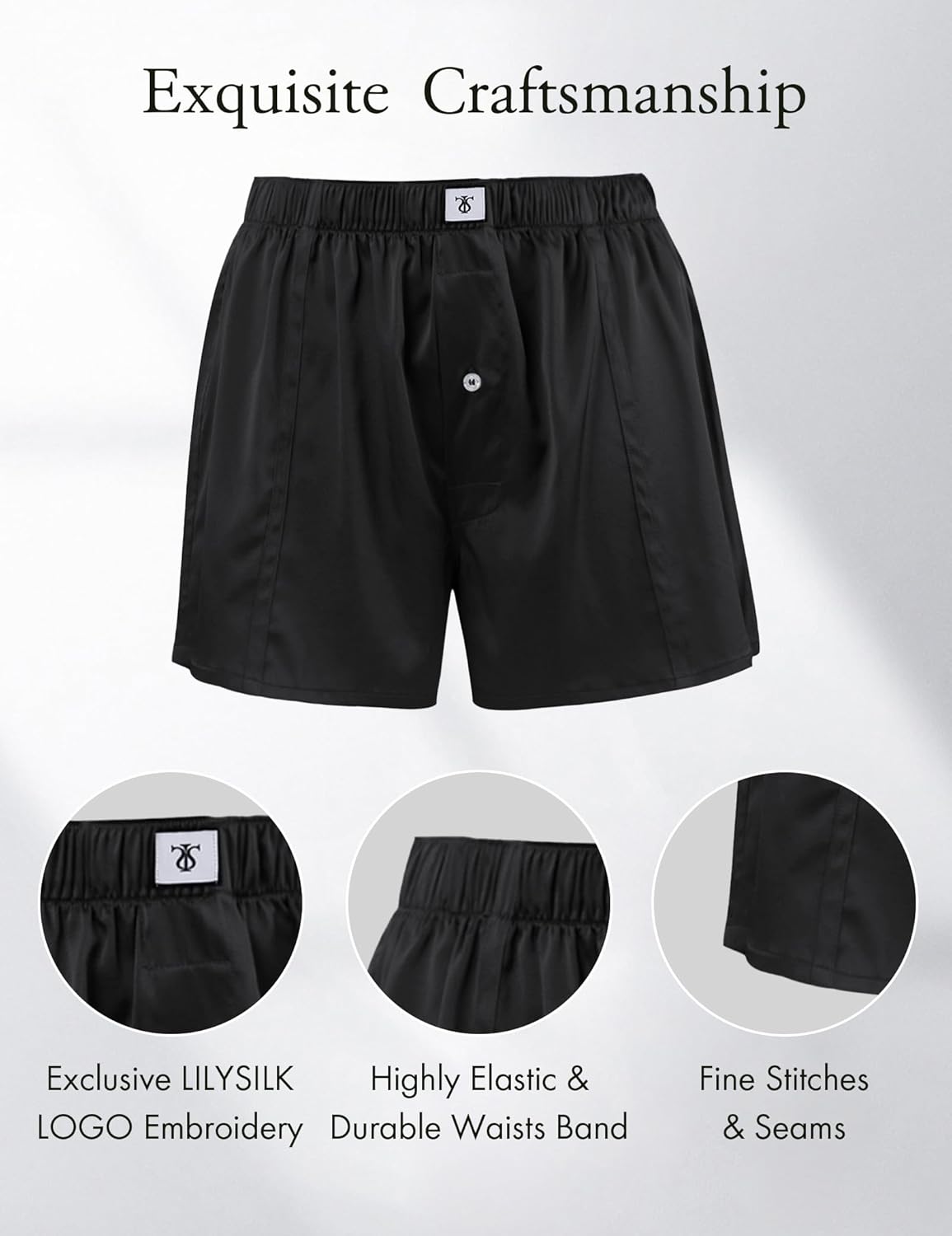 LilySilk Silk Boxers Mens Breathable Real Mulberry Underwear 6A Grade Royal Shorts Combo Pack, Silk Sleep Lounge Bottoms - Image 5