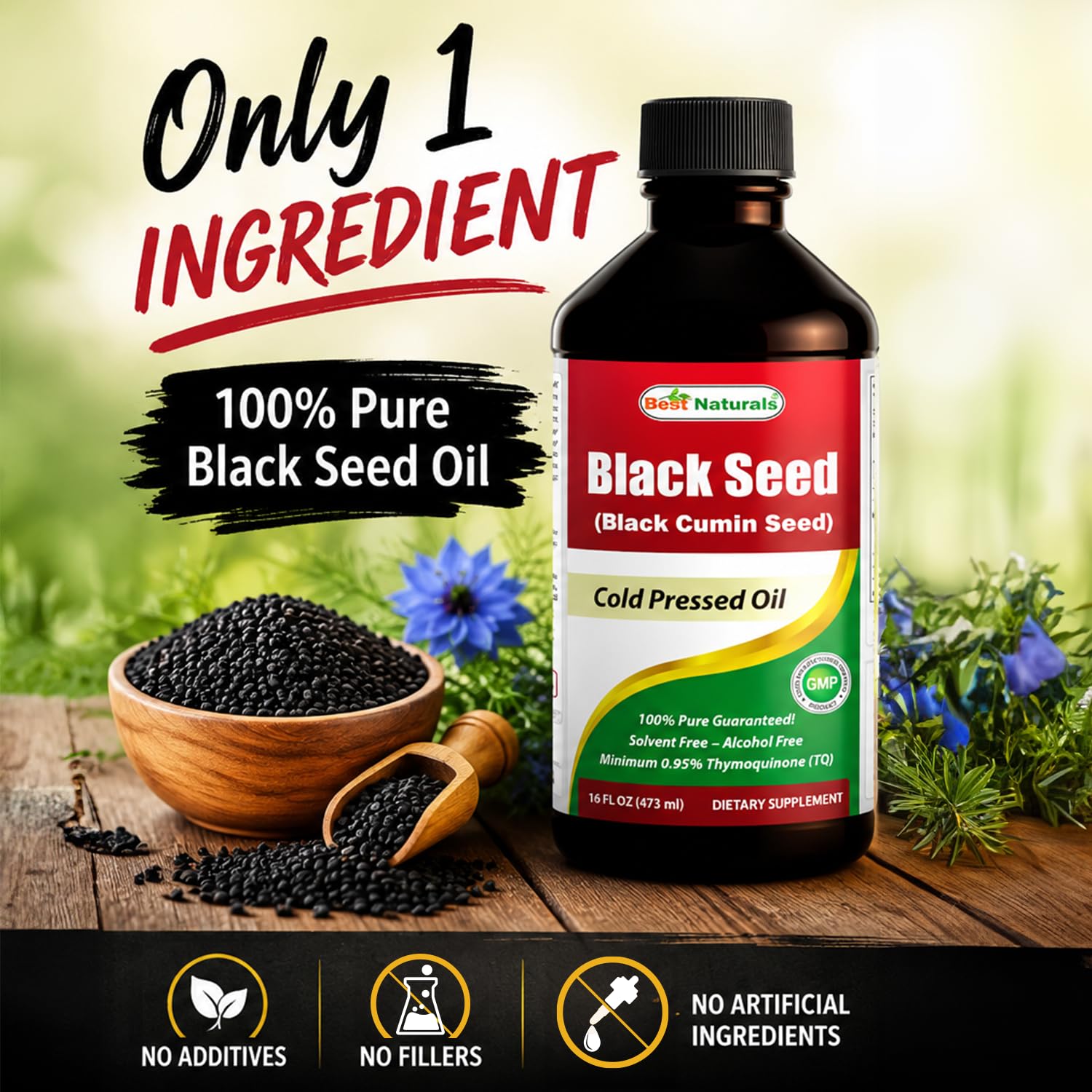 Best Naturals Black Seed Oil - Minimum 0.95% Thymoquinone (TQ) - Cold Pressed Nigella Sativa Aids in Digestive Health, Immune Support, Brain Function, Joint Mobility, Gluten Free, Non GMO - 16 OZ — Amazon image 8