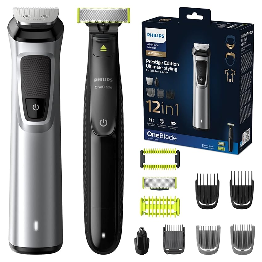 Immagine del prodotto Philips Multigroom Serie 9000 12 in 1 con OneBlade, per Viso, Capelli e Corpo con Tecnologia DualCut (modello MG9710/90)