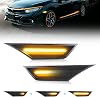 OPP ULITE Civic Side Marker Lights, Amber Sequential Flowing Turn Signal Switchback Light, Plug N Play, Smoked Len for Honda Civic 2016 2017 2018 2019 2020