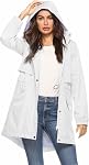Avoogue Womens Raincoats Waterproof Cinch Waist Breathable All Weather Jacket Long Black