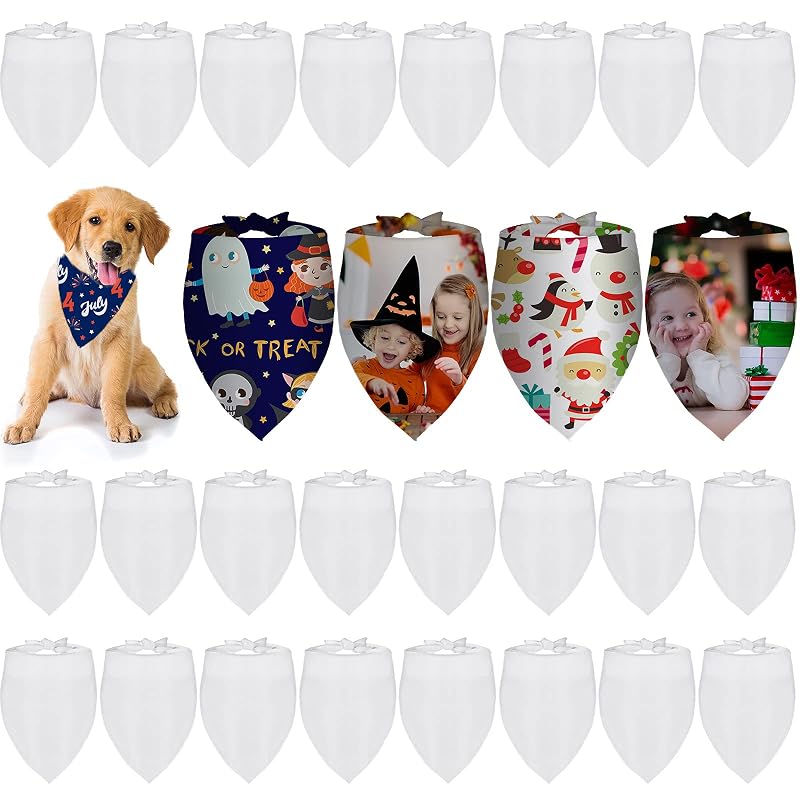 Bandana branca para cães personalizável para sublimação Frienda, 36 unidades
