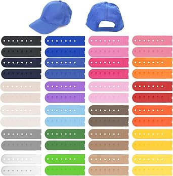 24 Pairs 24 Colors Snapback Strap Covers, 7-Hole Adjustable Hat Snap Replacement, Plastic Replacement Hat Extender Snapback for Baseball Hats, Cowboy Hats and Snapbacks Hatt