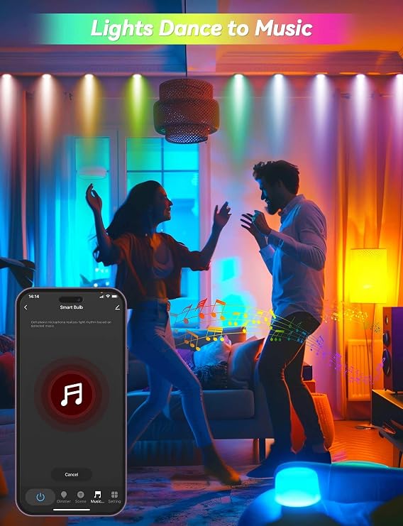 Avatar Controls GU10 Smart Bulbs, RGB WiFi LED, Alexa, Dimmable, 4 Pack [Energy Class G]