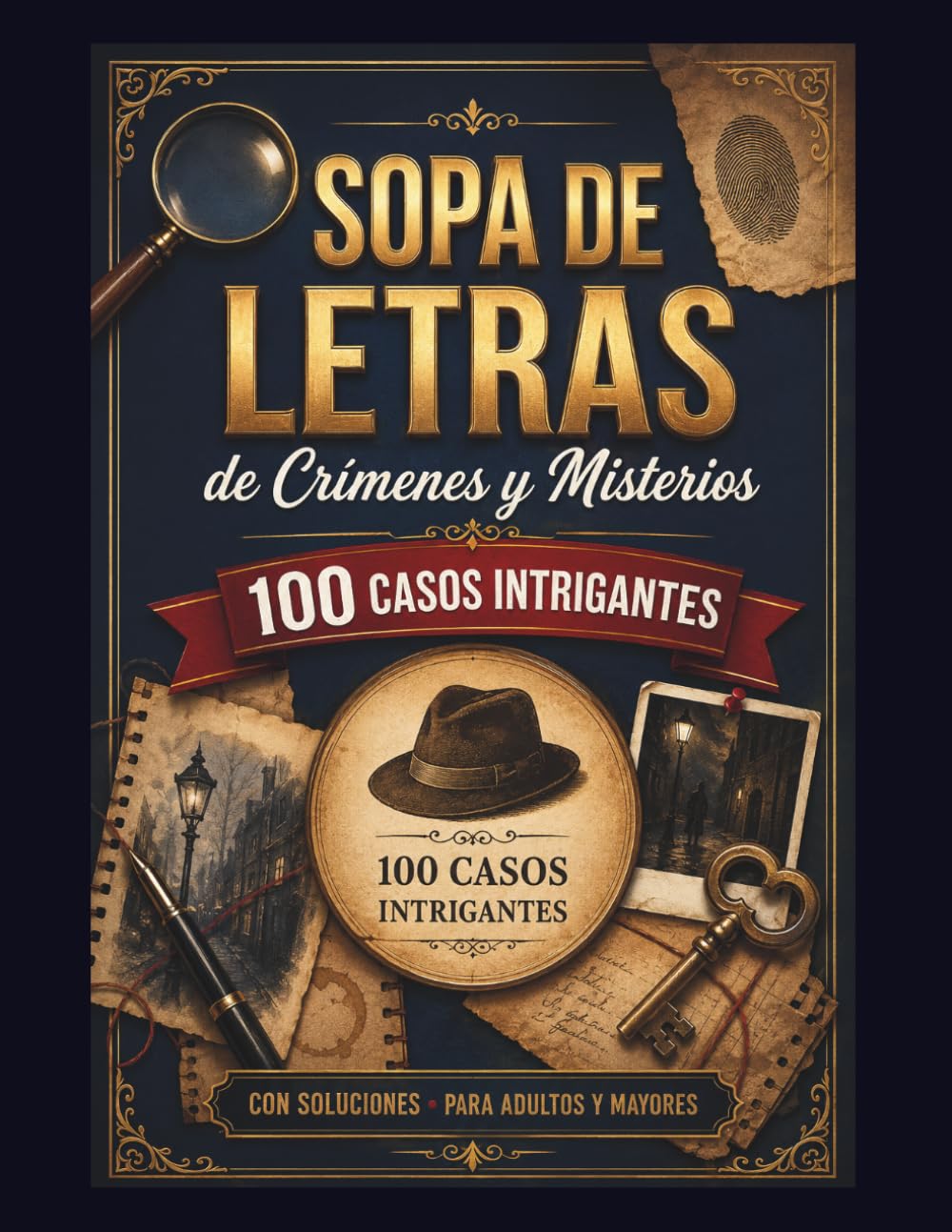 Sopa De Letras De Crímenes Y Misterios Para Adultos: Resuelve 100 Casos Intrigantes Con Soluciones