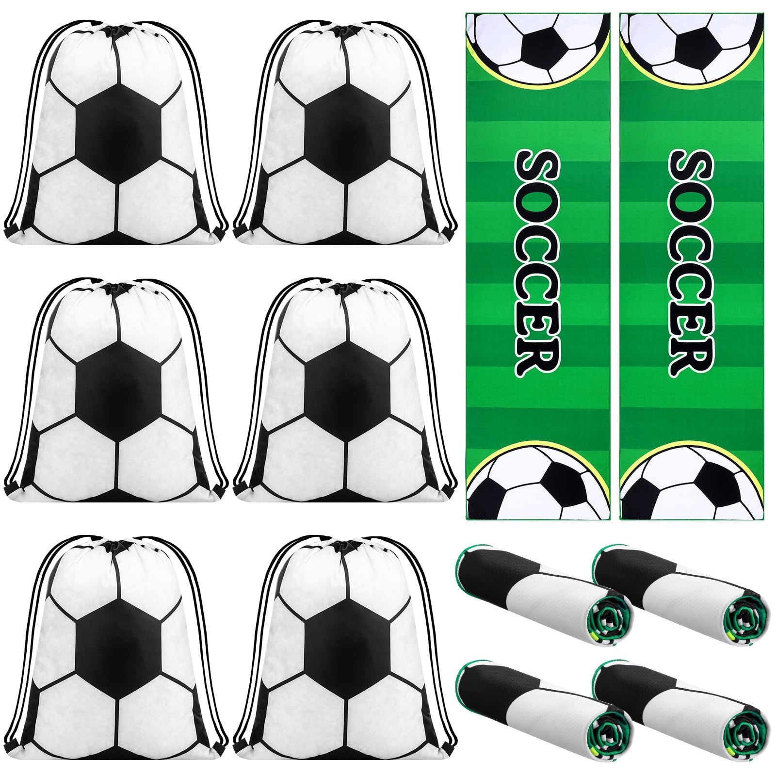 SmoothNovelty 12 Pcs Sport Party Favors with 40 x 12 Soccer Cooling Towels and 13