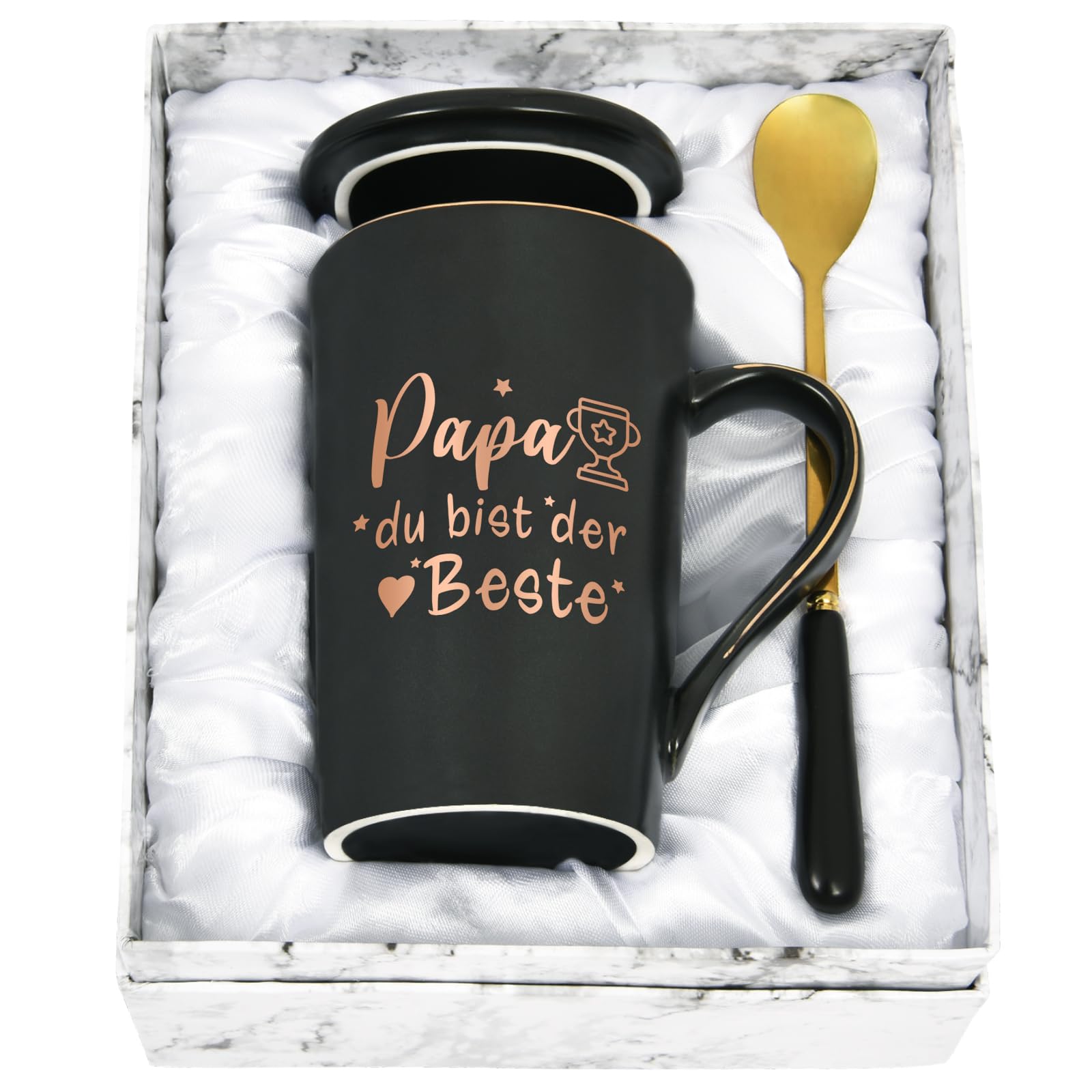 Cadeau voor vriendinnen vrouwen verjaardag moederdagcadeau 350 ml keramische mok met deksel lepel sleutelhanger wenskaart Soms vergeet je,dass du wunderg bist.Dit is your Memorung