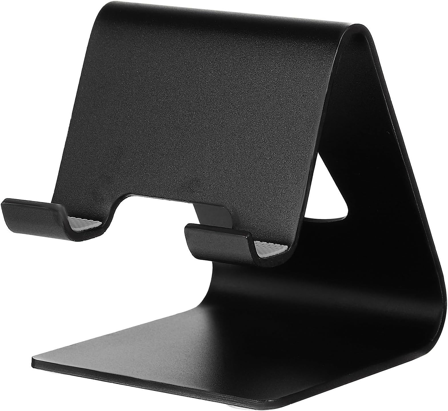 2 Pcs Black Aluminum Alloy Mobile Phone Stands Creative Simple Cellphone Holders Desk Phone Holders for Filming and Desktop Use