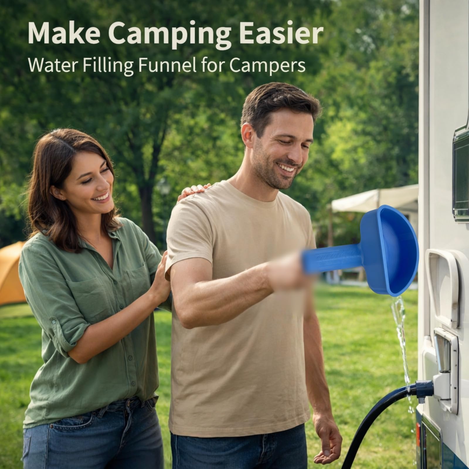 Funnel for Water Fill RV,Water Funnel,RV Wa/ter Tank Fu/nnel,R-V Wa/ter Filling Inlet Fu/nnel,3D Printed Anti-Spill Wide Mouth,for Van Trailer Motorhome Driving Camping Outdoor Travel Road Trip Picnic — view 8