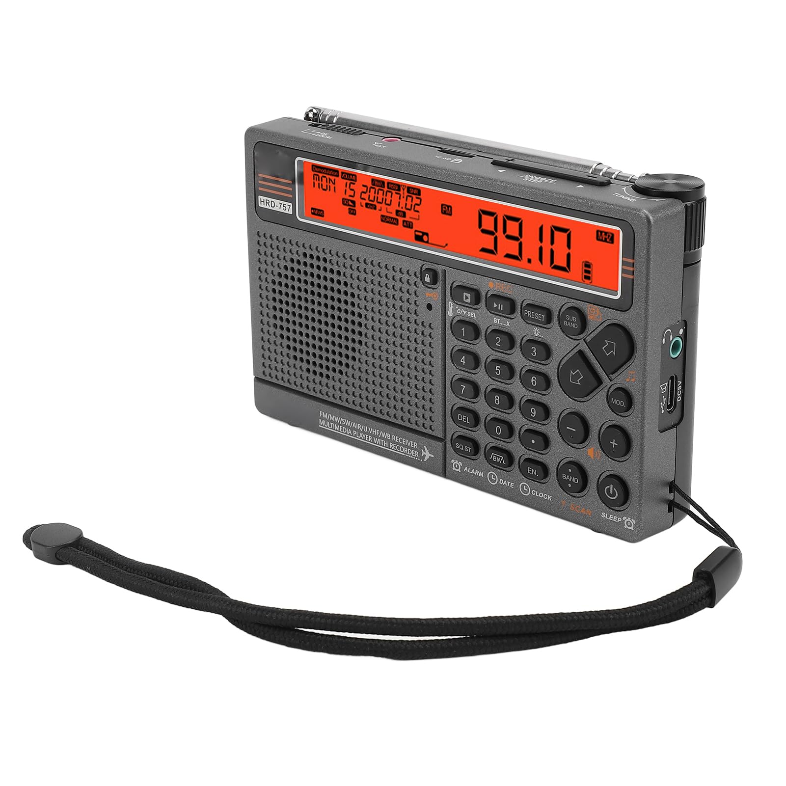 Multiband Radio SW FM MW Air V.UHF WB Digital Radio con Función de Emergencia Naranja