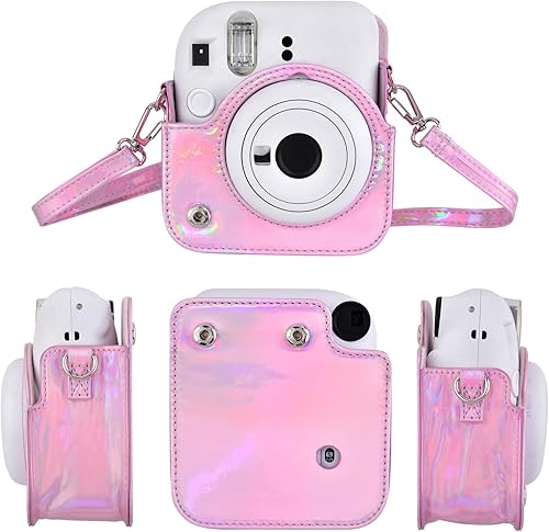 Miniatura 2 de Mini 12 - Funda protectora de piel sintética compacta compatible con cámara instantánea Instax Mini 12 (plateado brillante)