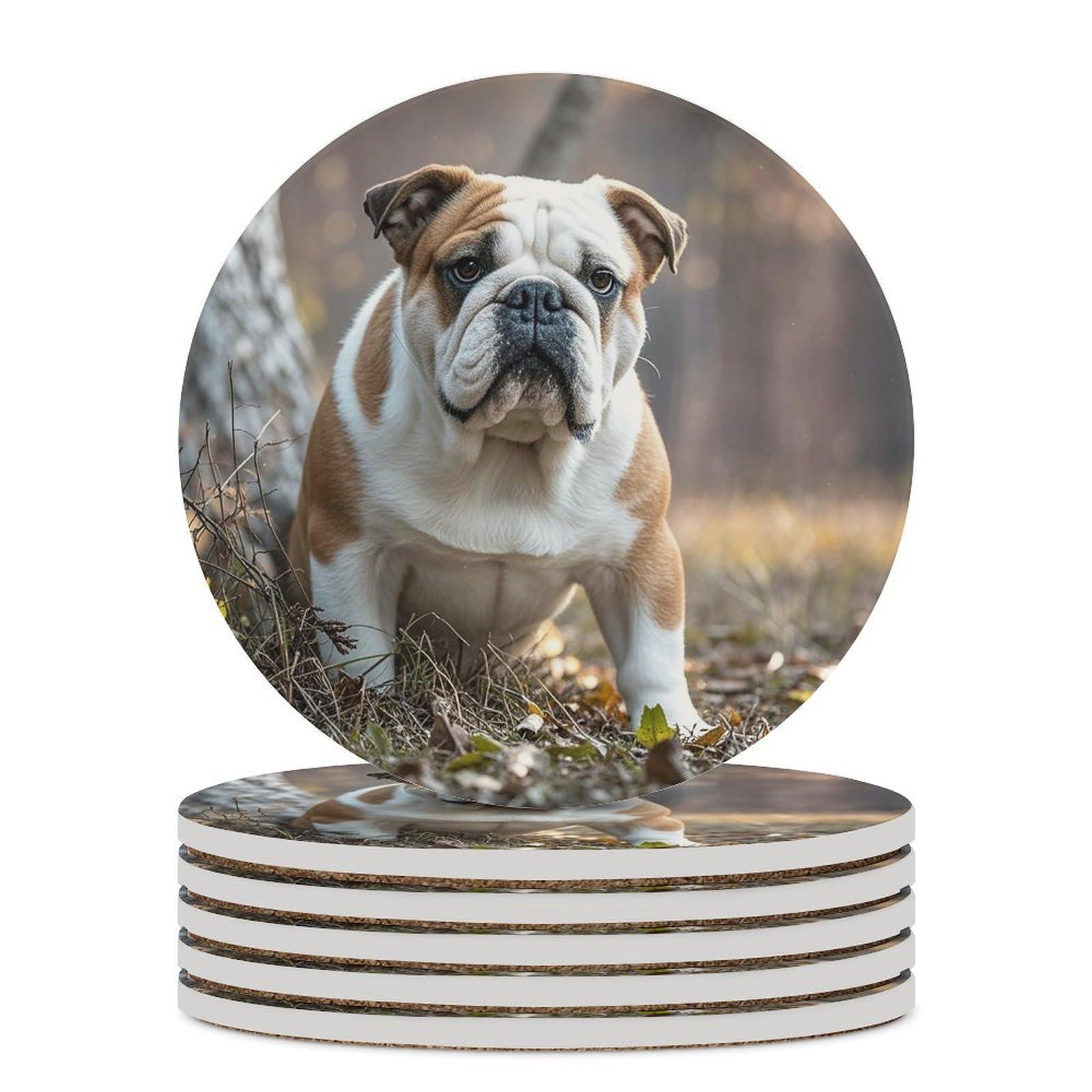 Dessons de verre cadeaux de pendaison de crémaillère originaux motif bouledogue
