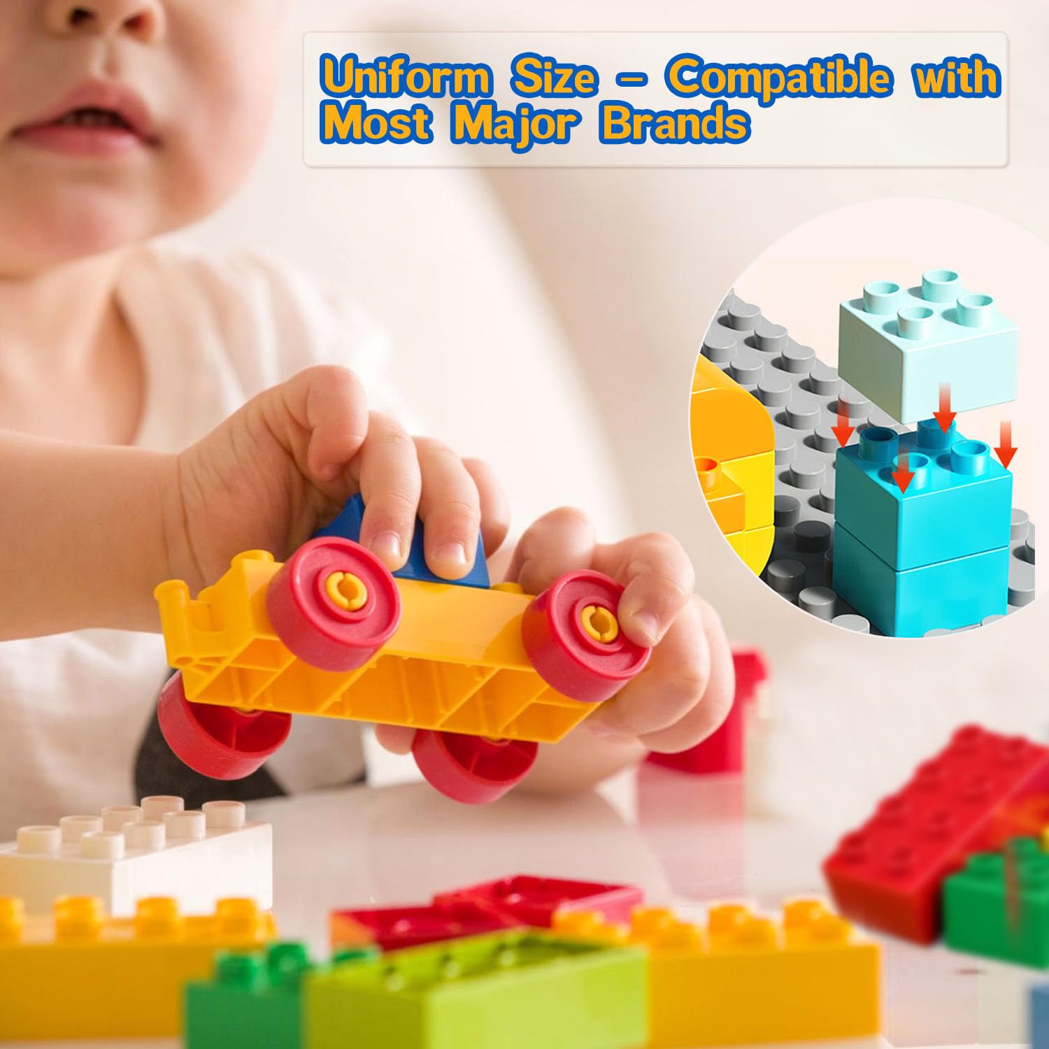 Cabeeskii Grandi mattoncini da costruzione Mattoncini da 198 pezzi in 11 colori e 10 dimensioni compatibili con Duplo e tutti i principali marchi Colorati