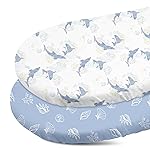 Gllquen Baby Bassinet Sheets Set 2-Pack, Breathable Cozy Bassinet Fitted Sheet Universal Fit Standard Mattress Oval Rectangle Cradle Baby Sheets for Baby Boy Girls Unisex 32x16(Seashell)