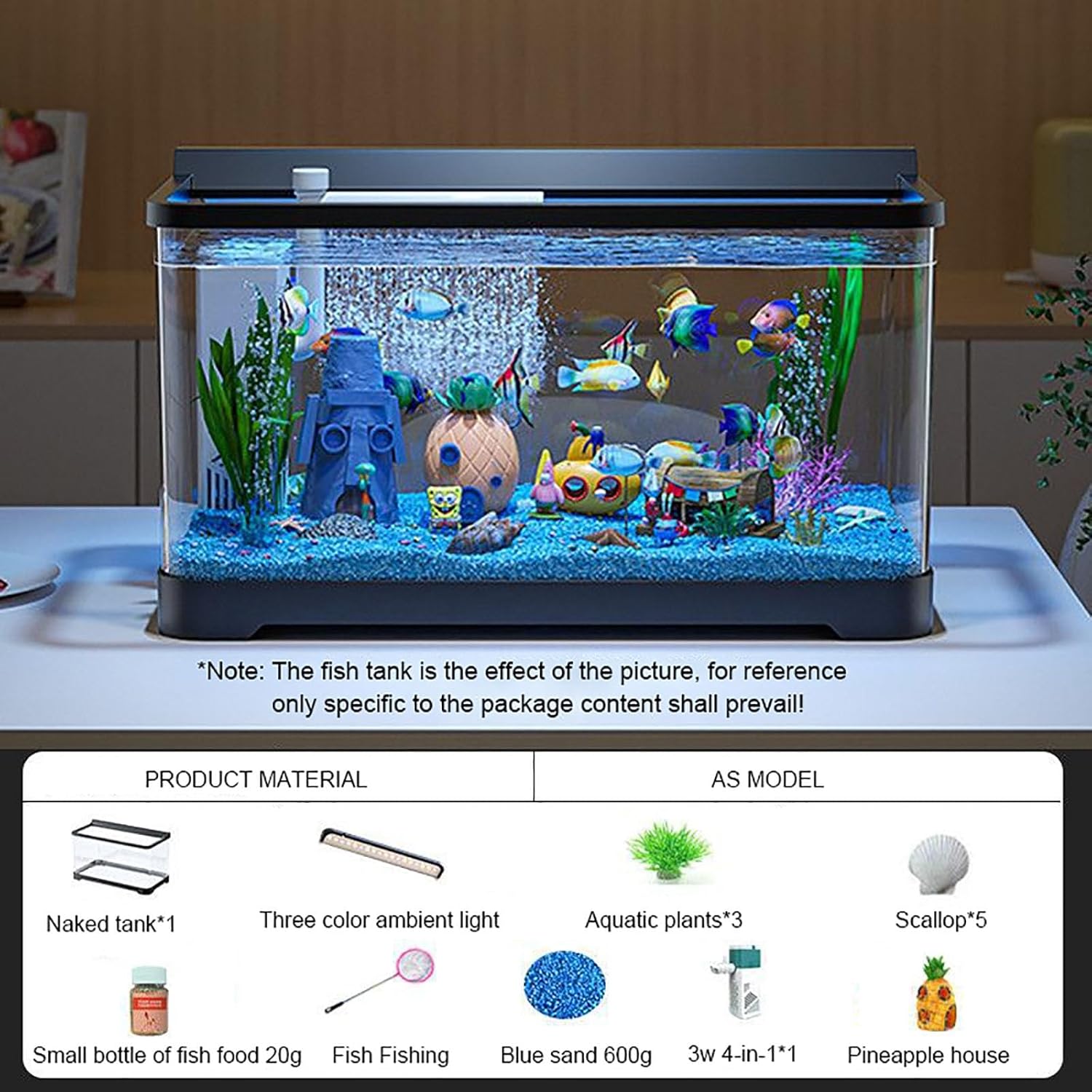 Fish Tank Aquarium Kit with LED Lights, Filter & Plant Planter - LED Aquarium Fish Tank Kit,Desktop Water Garden for Betta/Goldfish(Small)