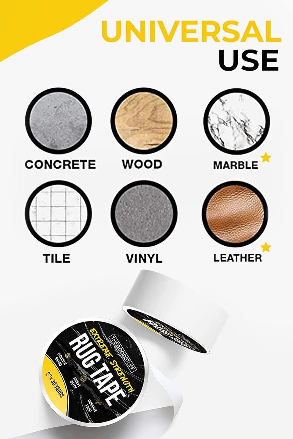 Heavy Duty Double Sided Rug Tape [2"x30yd] Rug Gripper for Hardwood Floors, Vinyl, Area Rugs, Tiles, and Concrete, Two Sided Tape Heavy Duty Carpet Tape, Strong Double Sided Carpet Tape Rug Gripper : Home & Kitchen