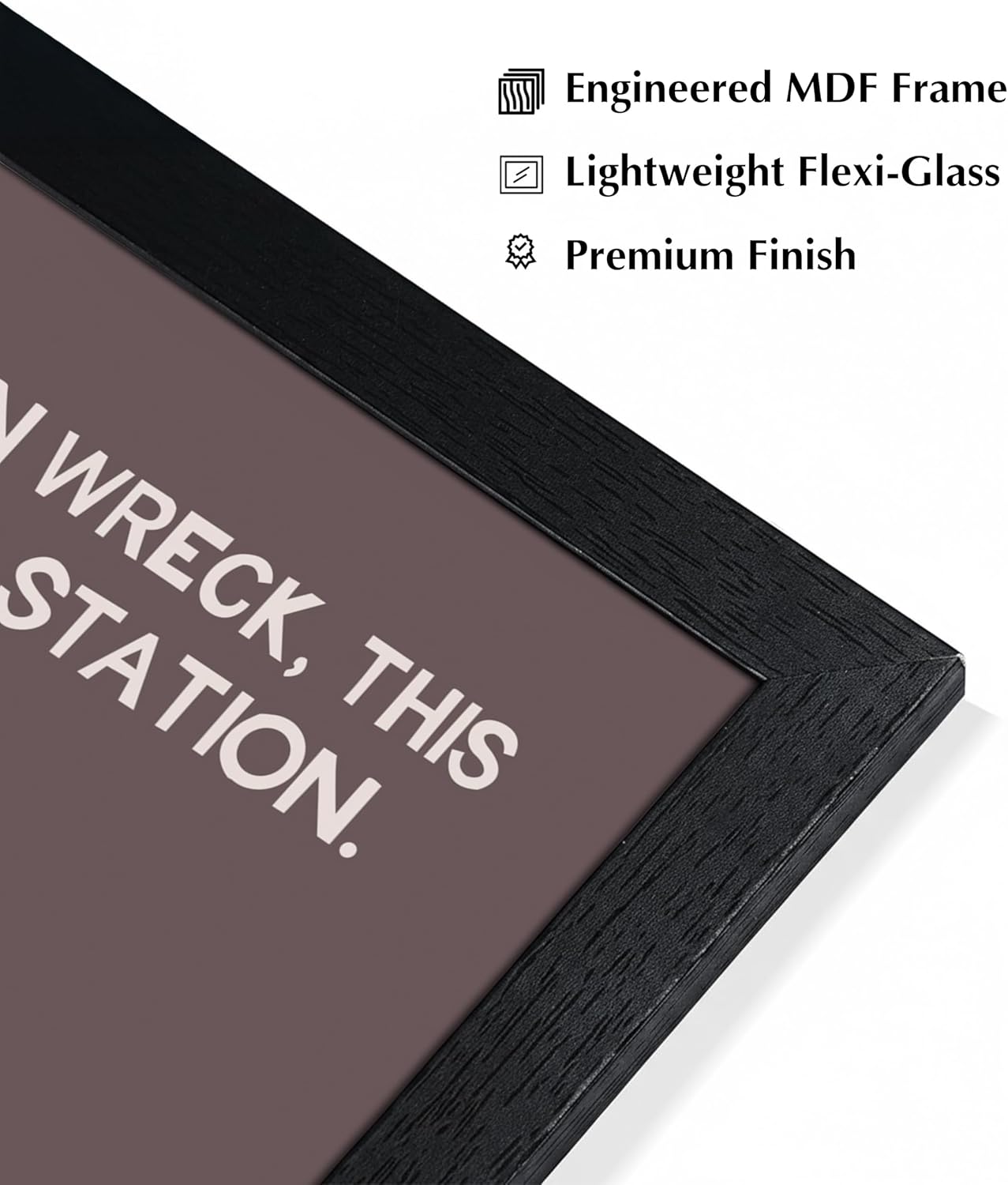 Hey, Train Wreck - Hilarious Sarcastic Wall Art Poster, Funny Typographic Retro Wall Decor for Home, Office, Studio, Living Room, Bedroom or Kitchen (Black Framed, 8 x 10 inches)