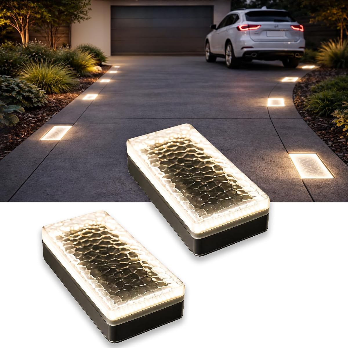 SHONELIGHTING 4x8 Solar Ground Lights, Super Bright 100 LEDs Paver Lights,