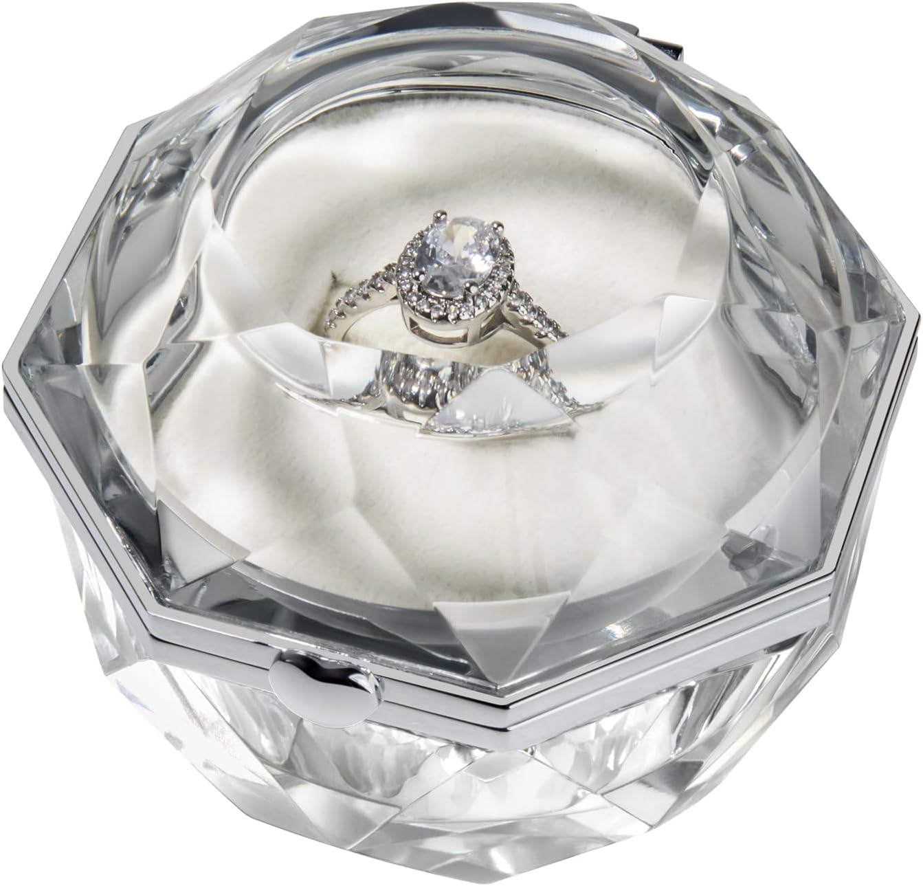 Crystal Ring Box for Proposal Diamond Ring Jewelry Velvet Holder Chest Organizer Earrings Jewelry Presentation Box for Proposal Engagement Wedding Ceremony Birthday Gift