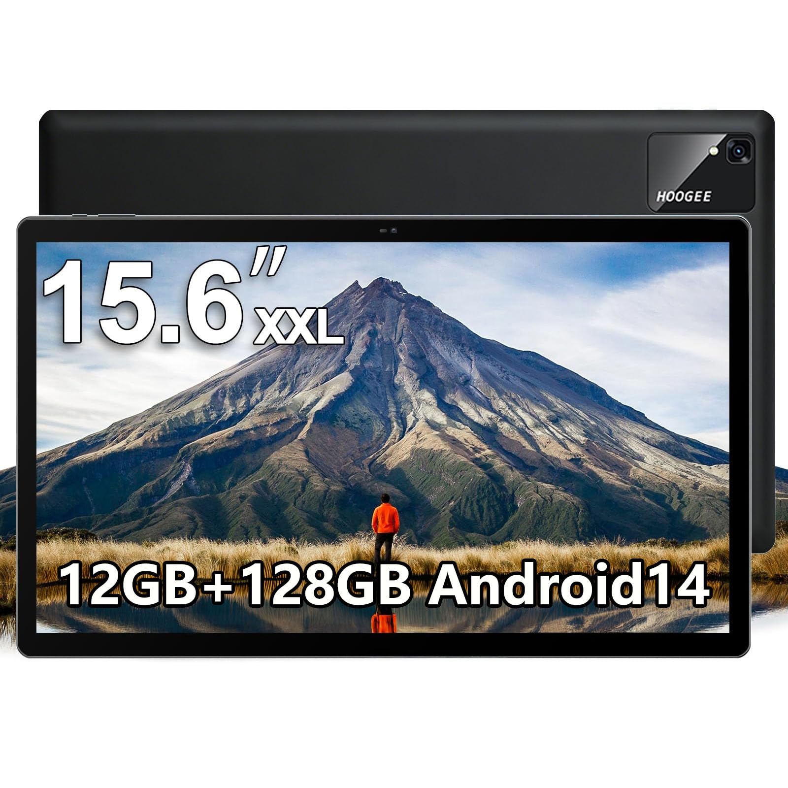 Photo 1 of HOOGEE 15.6 Inch Pro Tablet Android 14 Large Tablets 2025 Helio G99 Octa-Core 12GB+256GB, 1TB Expandable, 12000mAh 30W Fast Charge (inch,15.6, Black, 128, GB)
