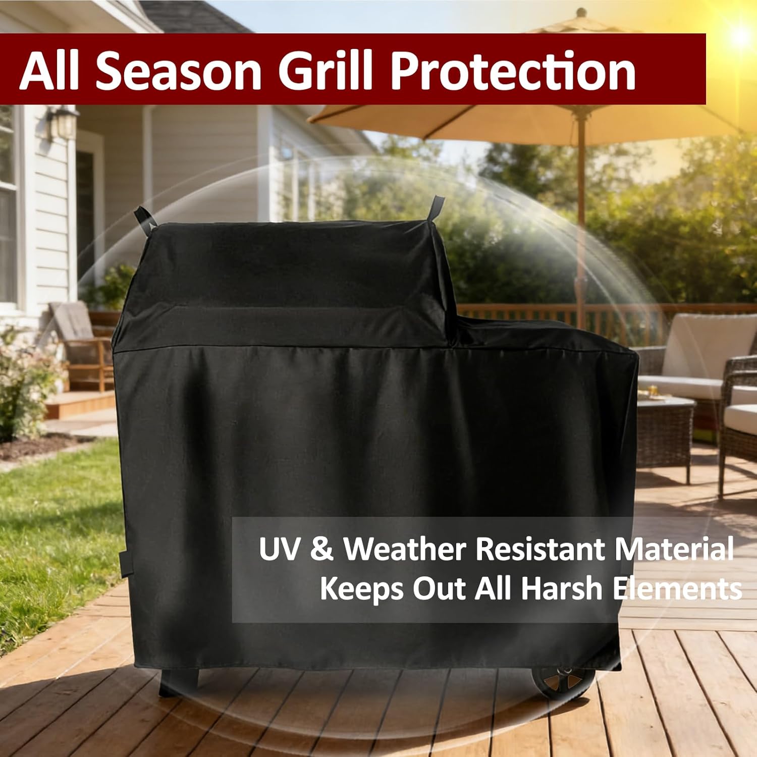 Grill Cover for Traeger Woodridge Wood Pellet Smoker, Premium Cover with Handle & Straps Replacement for Traeger BAC761, 600D Waterproof All Weather Outdoor Pellet BBQ Accessory