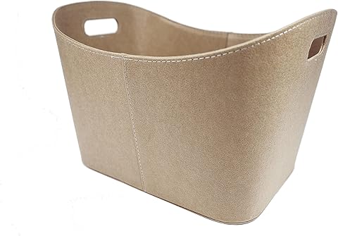 Metrox Cesta para Leña con Asas, Beige, 53.5 X 43 X 34 cm