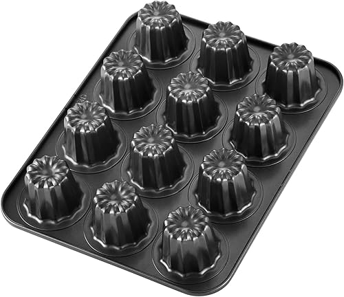 CHEFMADE Canele - Molde para tartas, antiadherente de 12 cavidades