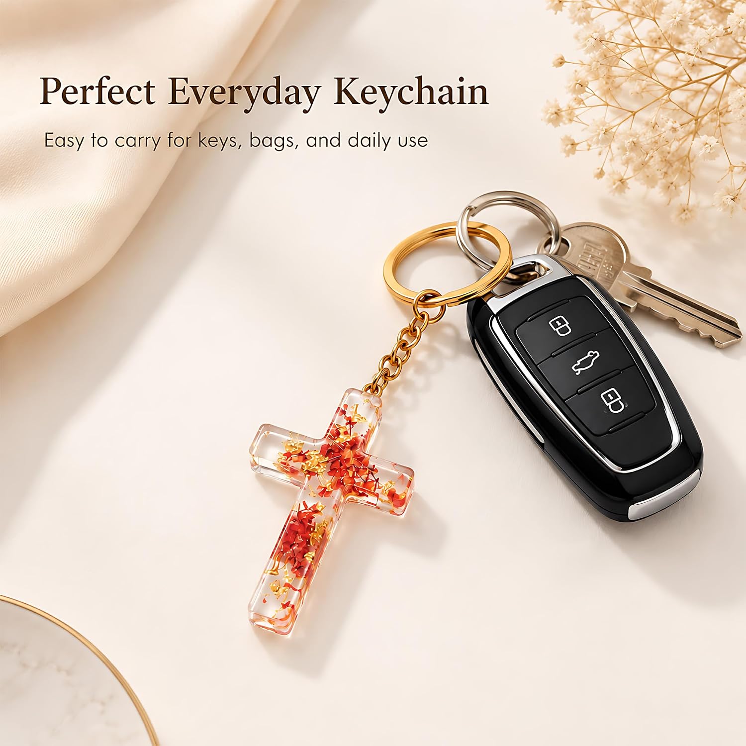 Cross Keychain, Religion Jesus Keyring Christian Gifts, Women Charm for Purse Handbags Backpacks, Small delicate accessories