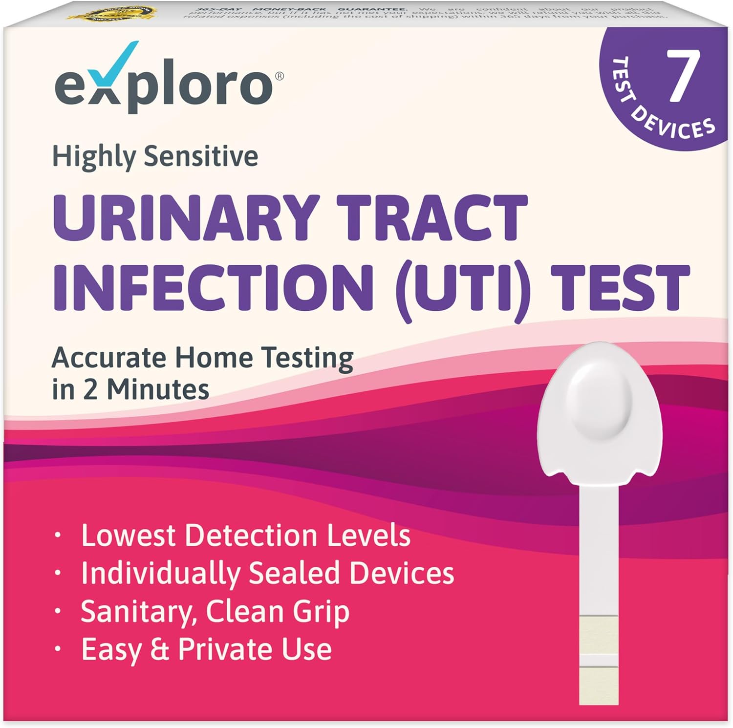 Exploro Highly Sensitive UTI Test Kit (7 Pack) – At Home Urinary Tract Infection Test Strips for Women – Detects Leukocytes & Nitrites, Individually Sealed, Results in 2 Minutes