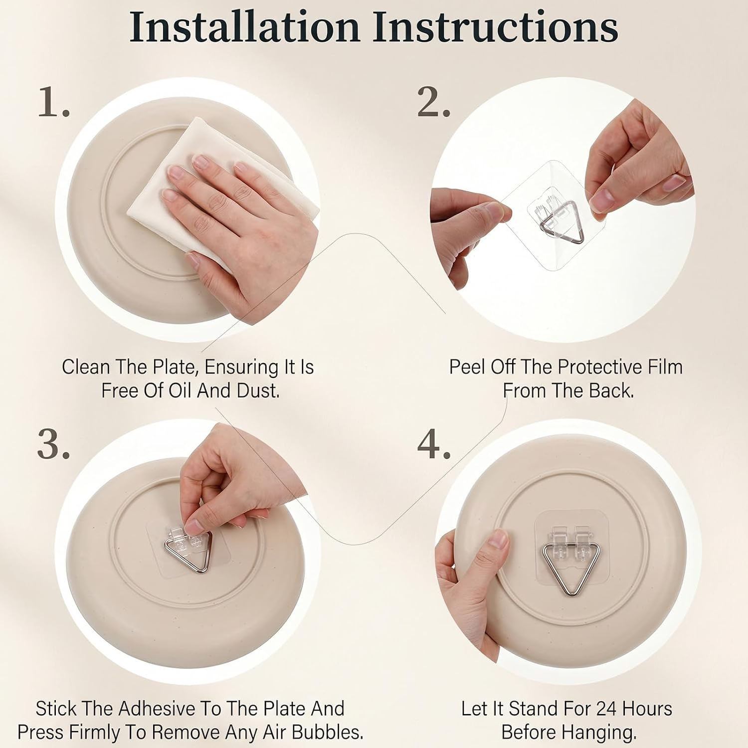 Invisible Small Plate Hangers, 18 Pcs 2.25 Inch Vertical Disc Adhesive Plate Hanger Picture Sticky Hooks for Hanging Decorative Plates, Artwork, Photo Frames, Paintings