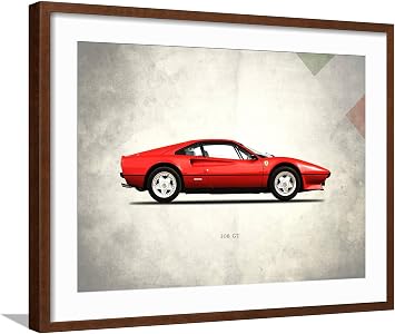 AllPosters Wall Art Print Ferrari 308GT Berlinetta 1977 on Brown Frame by Mark Rogan, 24x18