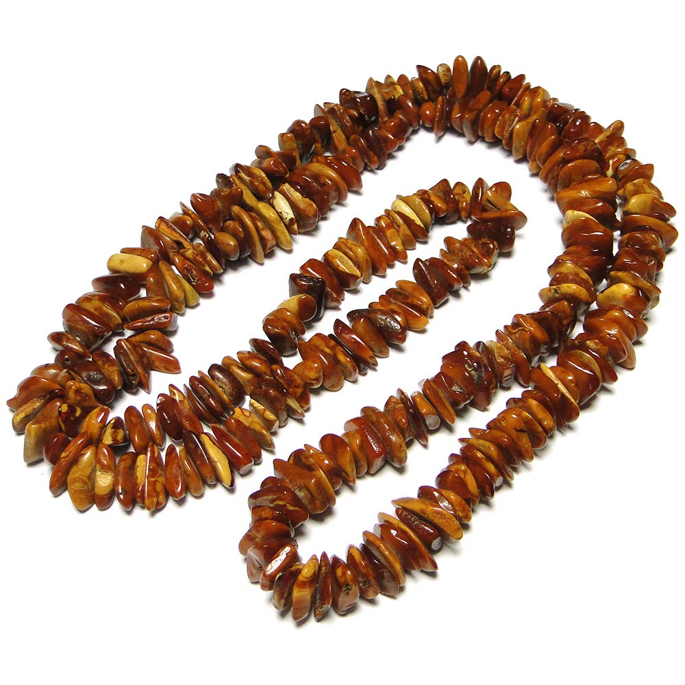 Amber Natural Stone Tumbled Chip Mala Necklace 32" Gemstone for Vastu Healing Mediation Reiki & Pooja