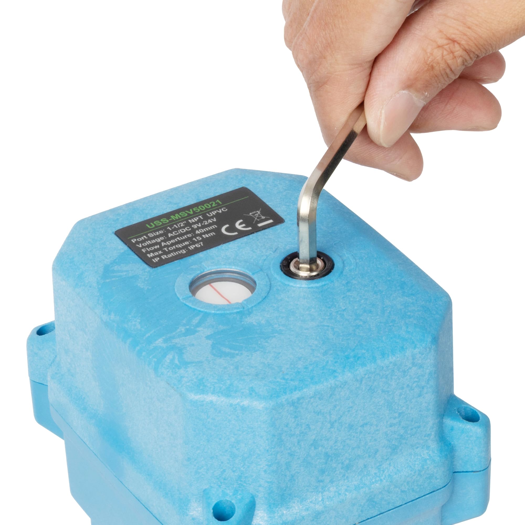 U.S. Solid Robinet à boisseau sphérique électrique UPVC 3,8 cm, filetage G, 9-24 V AC/DC, retour automatique à 2 fils, IP67, fermé sans courant avec réinitialisation manuelle pour systèmes d'eau et