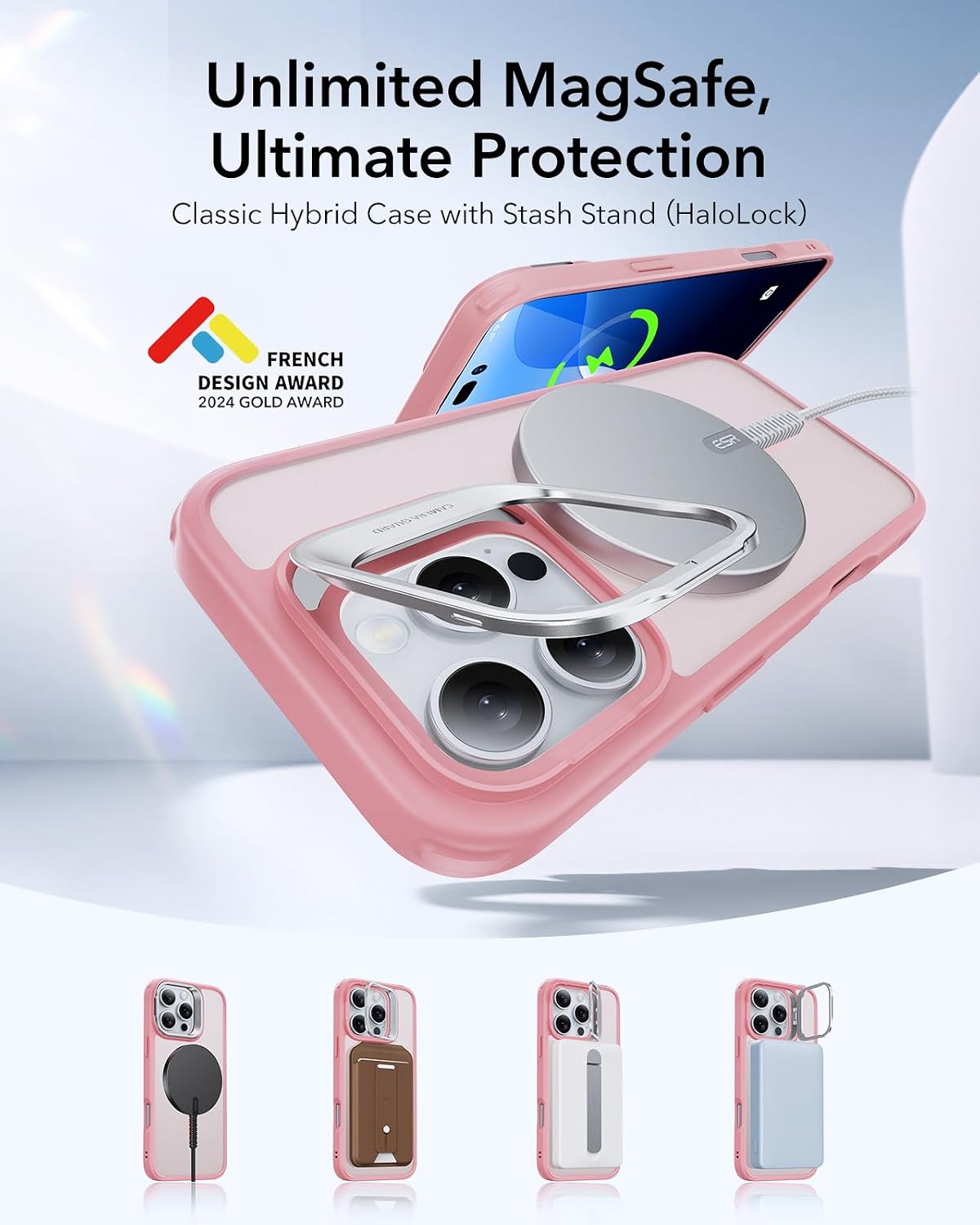 ESR for iPhone 16 Pro Max Case with Stand, for MagSafe, Frosted Pink image 4