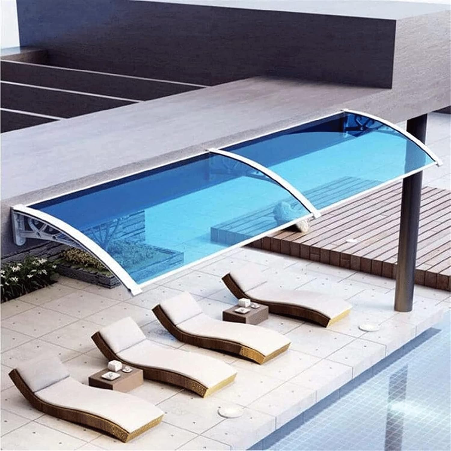 壁取り付けドアキャノピー 風雪保護キャノピー パティオ用 レインカバーキャノピー ドア用オーニング グレーサポ 【垂直】