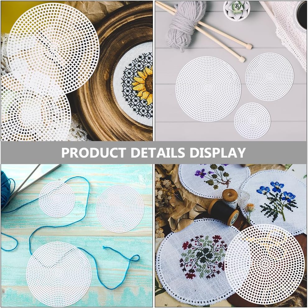 Plastic Canvas Mesh Sheets 5.79 Inch 30Pcs Round Plastic Needlepoint Canvas for DIY Cross Stitch Embroidery Quilting Craft Projects Coasters Bookmarks Wall Decor