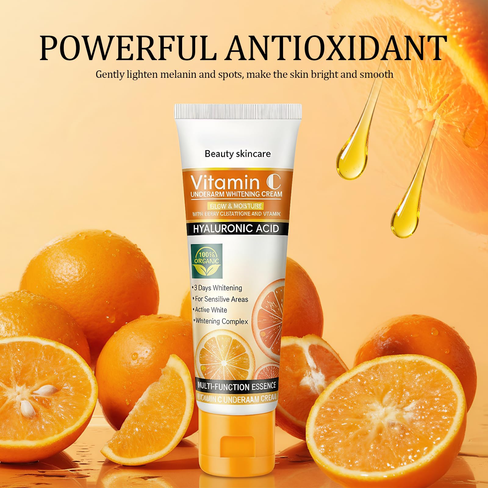 Crema Axilas, crema blanqueadora con vitamina C, Crema Aclarante de Axilas, Entreperna, Codos y Rodillas, Zonas Sensibles y Privadas, mujeres y hombres, 50g — view 6