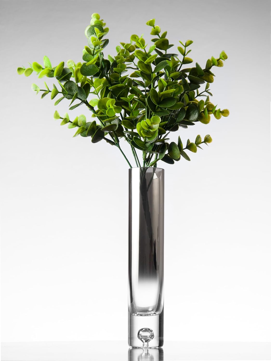 Barski Glass Bud Vase - Metallic Ombre Top - Bubble Design in Base- for Flower, Rose - 8.7" Height - Made in Europe