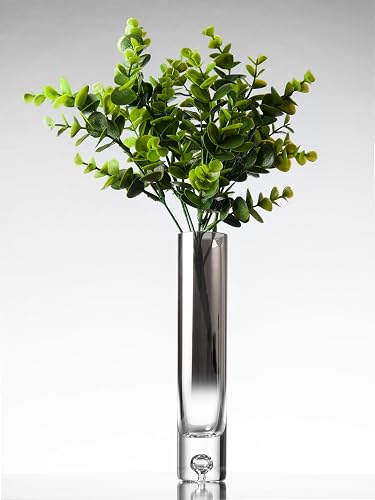 Glass Bud Vase - Metallic Ombre Top - Bubble Design in Base- for Flower, Rose - 8.7" Height - Made in Europe